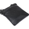 Черная мужская сумка-планшет из натуральной кожи с тиснением под плетенку SHVIGEL (11600) - 3