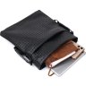 Черная мужская сумка-планшет из натуральной кожи с тиснением под плетенку SHVIGEL (11600) - 6