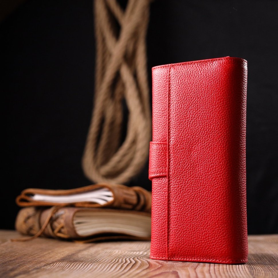 Червоний якісний жіночий гаманець із натуральної шкіри KARYA (2421148)