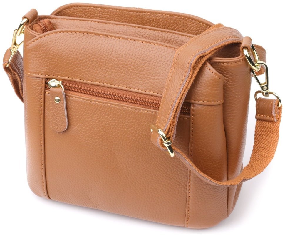 Женская кожаная сумка рыжего цвета на три вместительных отделения Vintage 94862 modnotak фото №2