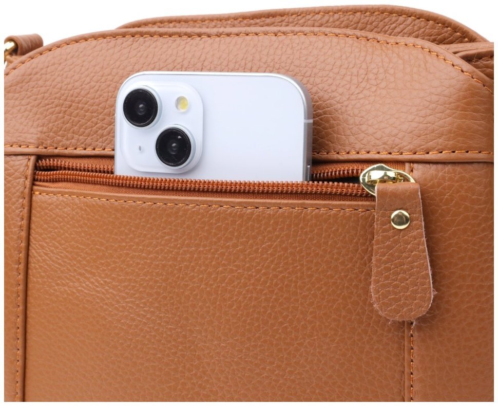 Женская кожаная сумка рыжего цвета на три вместительных отделения Vintage 94862 modnotak фото №3