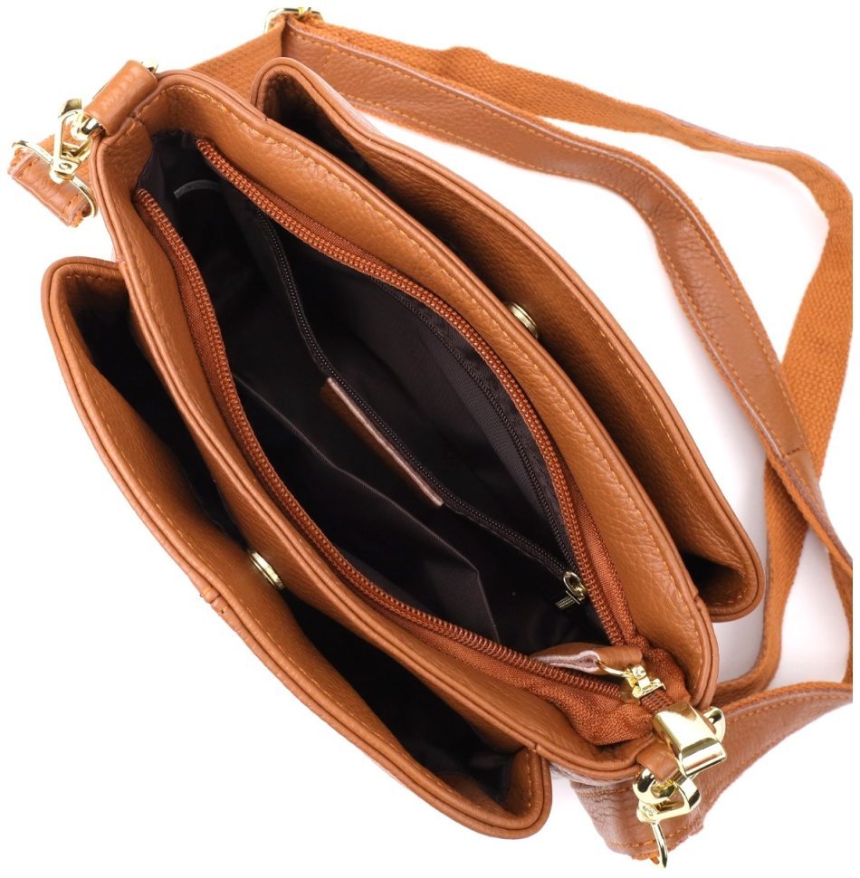Женская кожаная сумка рыжего цвета на три вместительных отделения Vintage 94862 modnotak фото №4