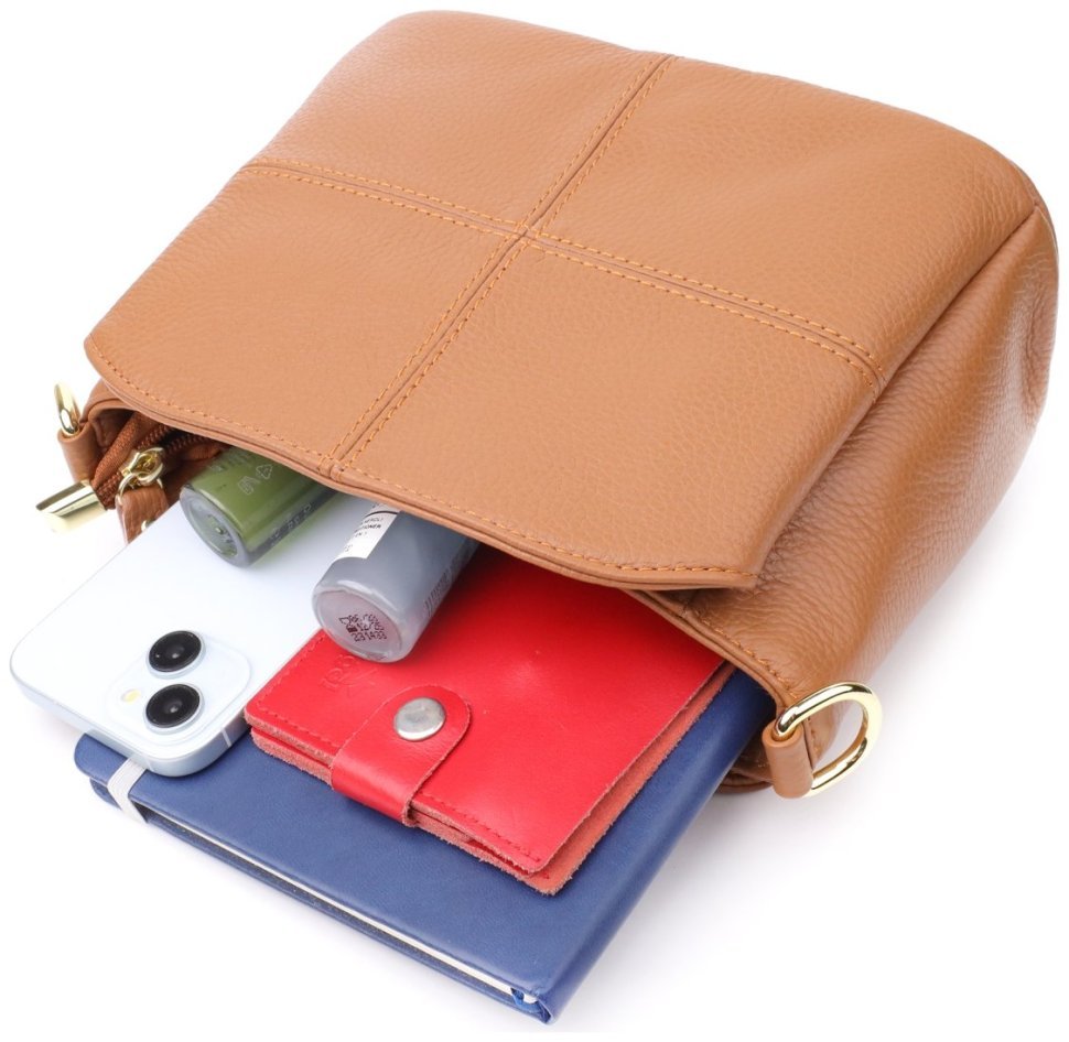 Женская кожаная сумка рыжего цвета на три вместительных отделения Vintage 94862 modnotak фото №6