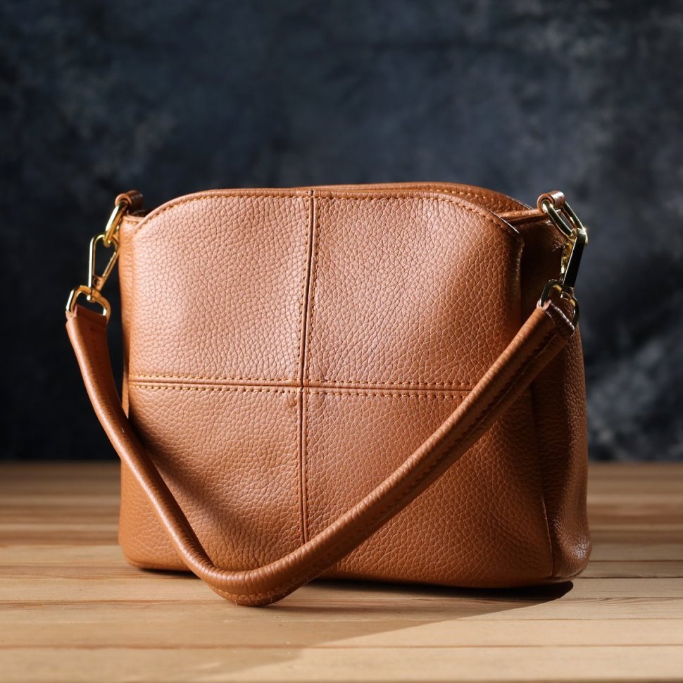 Женская кожаная сумка рыжего цвета на три вместительных отделения Vintage 94862 modnotak фото №7