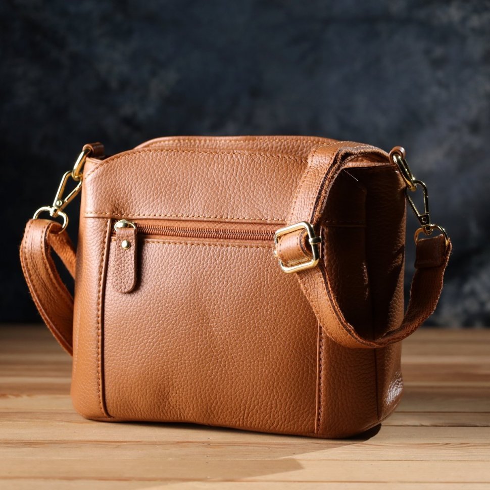 Женская кожаная сумка рыжего цвета на три вместительных отделения Vintage 94862 modnotak фото №8