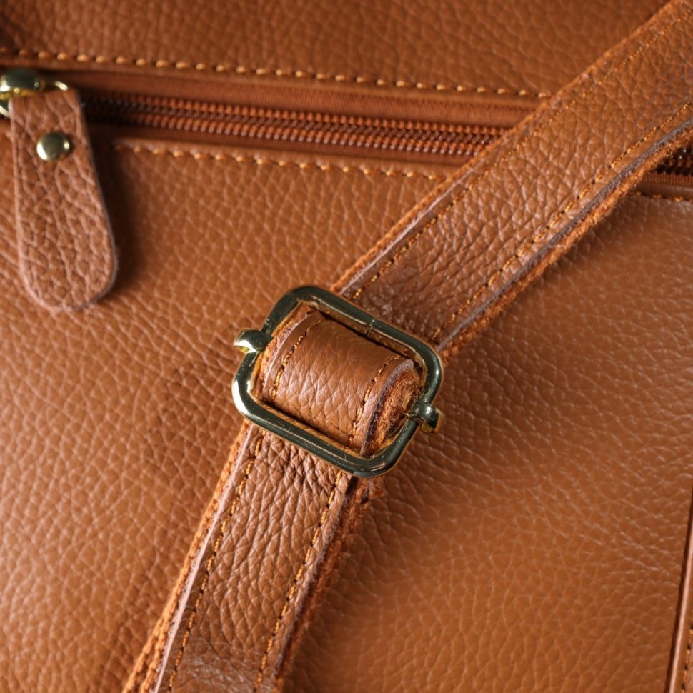 Женская кожаная сумка рыжего цвета на три вместительных отделения Vintage 94862 modnotak фото №9