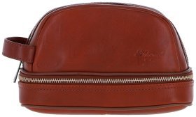 Вместительный мужской несессер из натуральной кожи с ручкой Ashwood PL41 рыжего цвета 95462