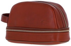 Вместительный мужской несессер из натуральной кожи с ручкой Ashwood PL41 рыжего цвета 95462