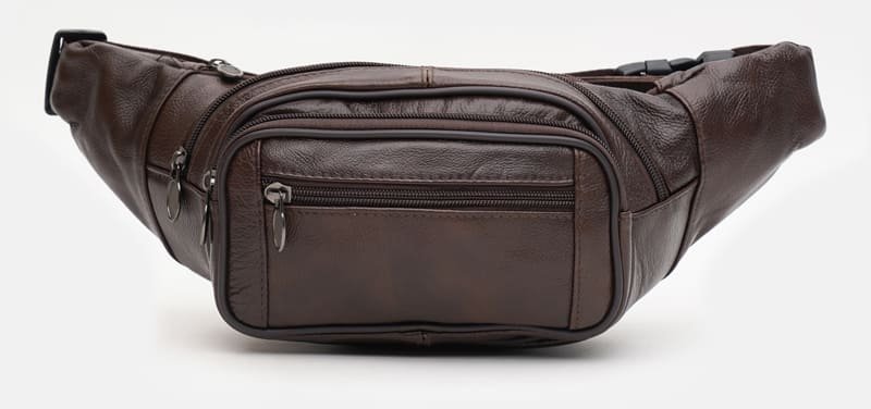 Чоловіча сумка на пояс з коричневої шкіри Keizer (19417)