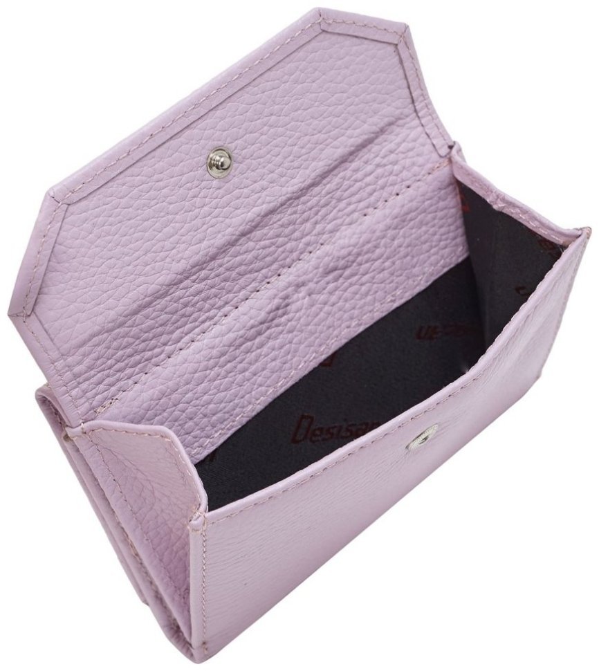 Женский кожаный кошелек на кнопке с монетницей Desisan 106662 сиреневого цвета modnotak фото №4
