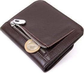 Коричневий мініатюрний картхолдер із натуральної шкіри на кнопці Vintage (2420446)