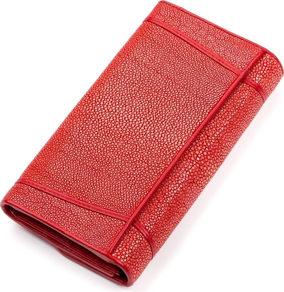 Червоний гаманець з шліфованої шкіри морського ската STINGRAY LEATHER (024-18088)