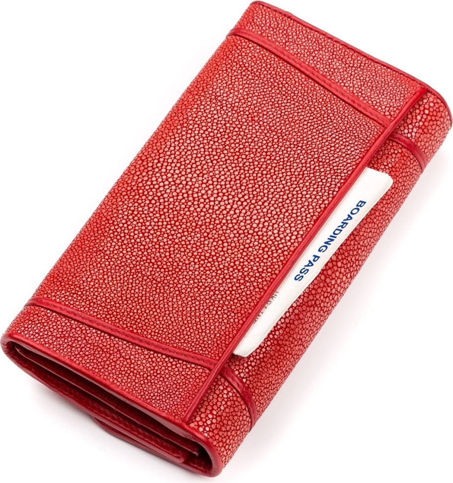 Червоний гаманець з шліфованої шкіри морського ската STINGRAY LEATHER (024-18088)