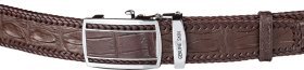 Прочный ремень автомат из натуральной кожи крокодила коричневового цвета CROCODILE LEATHER (024-18036)
