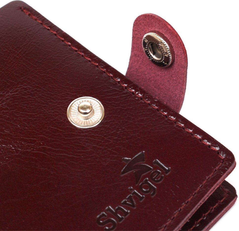 Жіночий гаманець подвійного додавання з гладкої шкіри кольору марсала Shvigel (2416463)