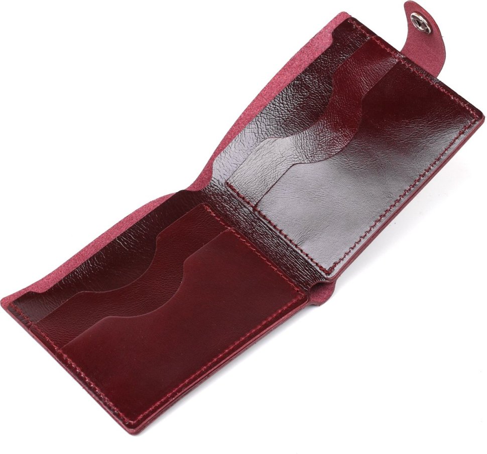 Жіночий гаманець подвійного додавання з гладкої шкіри кольору марсала Shvigel (2416463)