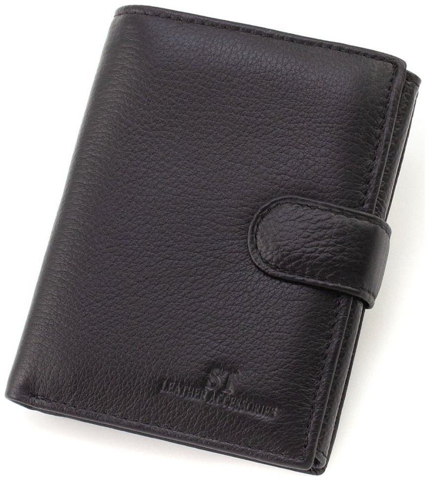 Чоловіче портмоне з натуральної шкіри чорного кольору під документи ST Leather 1767362
