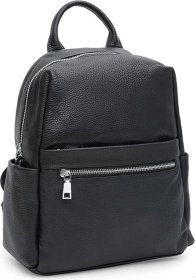 Женский черный городской рюкзак из фактурной кожи на молнии Keizer (22055)