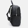 Женский черный городской рюкзак из фактурной кожи на молнии Keizer (22055) - 4