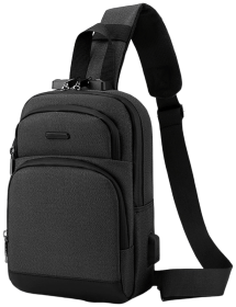 Середня чоловіча сумка-слінг із міцного текстилю чорного кольору Confident 77462