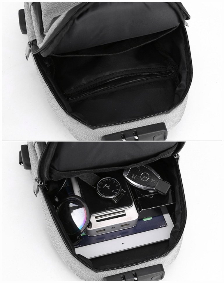 Середня чоловіча сумка-слінг із міцного текстилю чорного кольору Confident 77462 modnotak фото №3