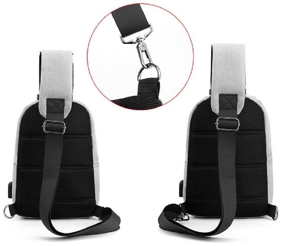 Середня чоловіча сумка-слінг із міцного текстилю чорного кольору Confident 77462 modnotak фото №4