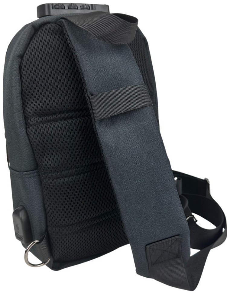 Середня чоловіча сумка-слінг із міцного текстилю чорного кольору Confident 77462 modnotak фото №18