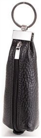 Качественная ключница из натуральной фактурной кожи Desisan 107562 черного цвета