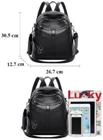 Женский кожаный рюкзак черного цвета на два отделения Olivia Leather 77562