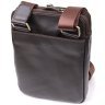 Мужская сумка на каждый день из гладкой кожи через плечо с 2-ми основными отделениями Shvigel коричневая 108362 modnotak фото - 2