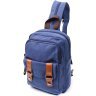 Синій чоловічий слінг-рюкзак із якісного текстилю на дві блискавки Vintage 2422165 - 1