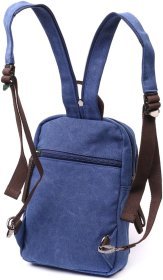 Синий мужской слинг-рюкзак из качественного текстиля на две молнии Vintage 2422165