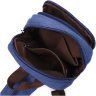 Синий мужской слинг-рюкзак из качественного текстиля на две молнии Vintage 2422165 - 5