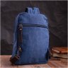 Синий мужской слинг-рюкзак из качественного текстиля на две молнии Vintage 2422165 - 8