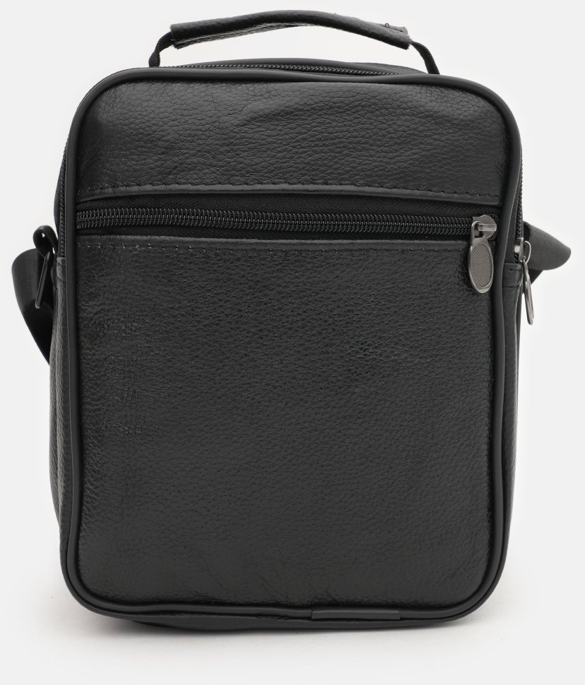 Повседневная кожаная барсетка для мужчин с ручкой для носки Borsa Leather 98562 черного цвета modnotak фото №3