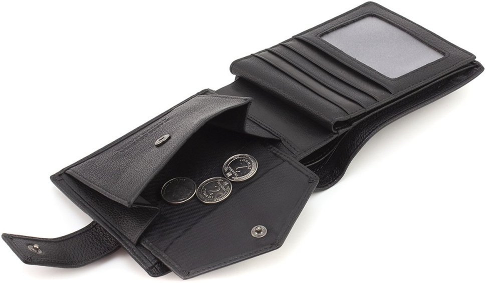 Горизонтальне чоловіче портмоне чорного кольору під картки та документи Marco Coverna 68662