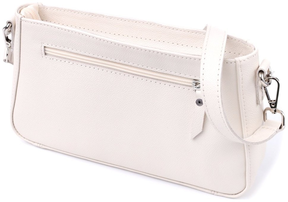 Элегантная женская сумка-багет бежевого цвета из натуральной кожи Shvigel 2422835 modnotak фото №2