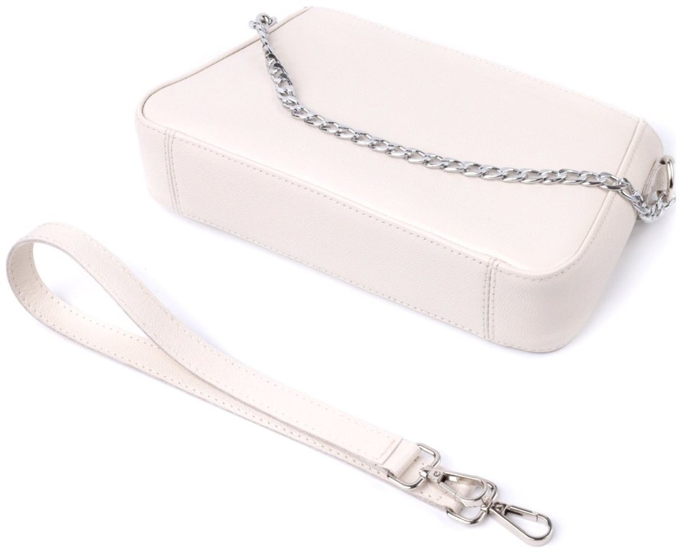 Элегантная женская сумка-багет бежевого цвета из натуральной кожи Shvigel 2422835 modnotak фото №5