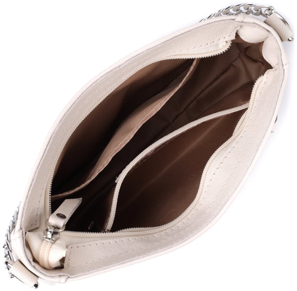 Элегантная женская сумка-багет бежевого цвета из натуральной кожи Shvigel 2422835 modnotak фото №7