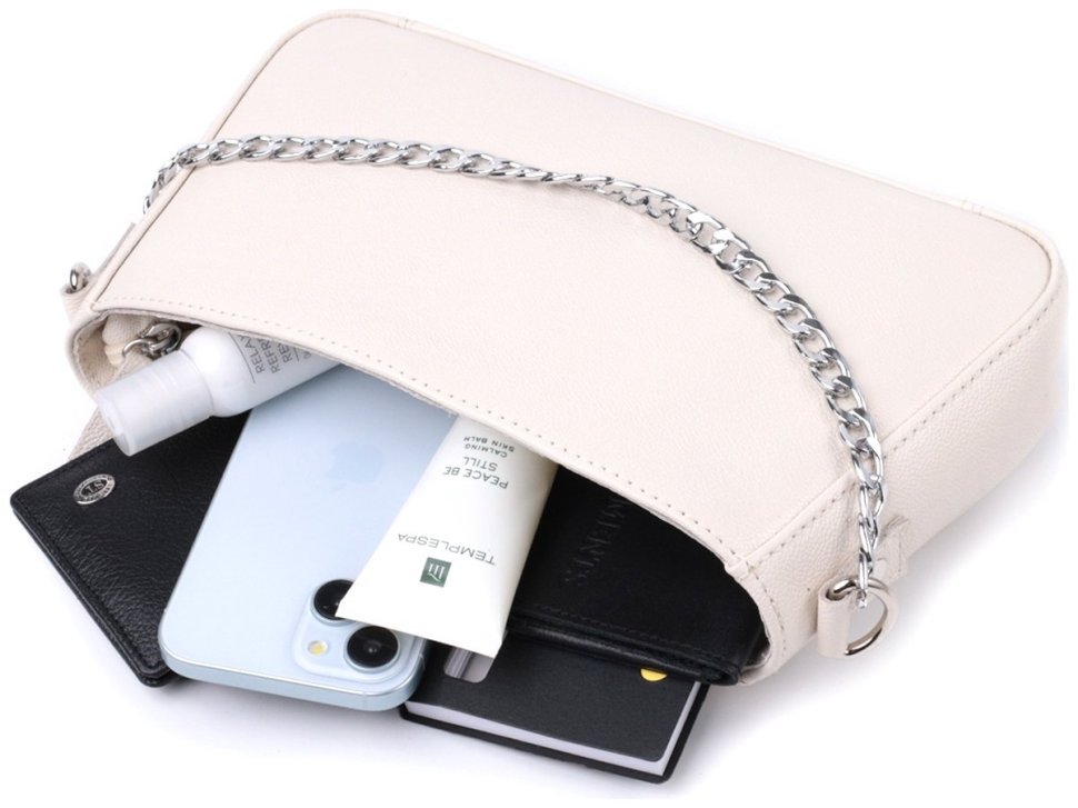 Элегантная женская сумка-багет бежевого цвета из натуральной кожи Shvigel 2422835 modnotak фото №8