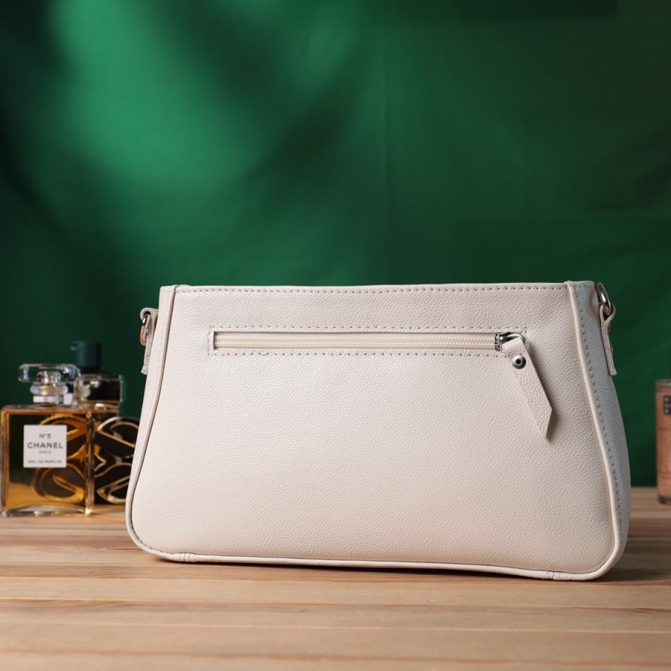 Элегантная женская сумка-багет бежевого цвета из натуральной кожи Shvigel 2422835 modnotak фото №10