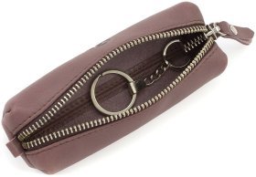 Темно-пудровая женская ключница из натуральной кожи на змейке Grande Pelle (19469)