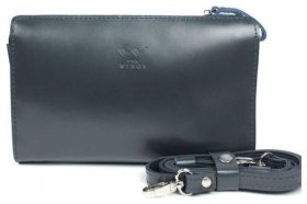 Кожаная сумка-клатч темно-синего цвета на молнии BlankNote 79062