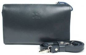 Кожаная сумка-клатч темно-синего цвета на молнии BlankNote 79062