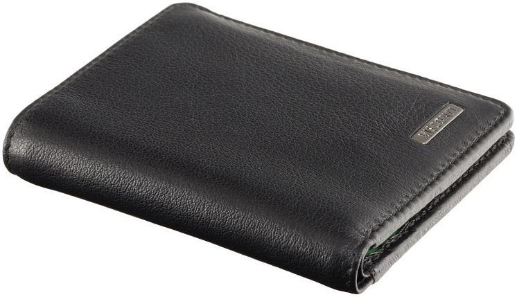 Маленький чоловічий гаманець із високоякісної натуральної шкіри чорного кольору без монетниці Visconti Lark 69262