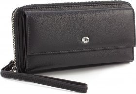 Большой черный женский кошелек из качественной кожи ST Leather (14048)