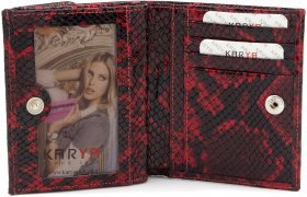 Невеликий шкіряний жіночий гаманець червоно-чорного кольору з фактурою під змію KARYA (15539) - 2