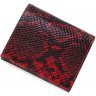 Небольшой кожаный женский кошелек красно-черного цвета с фактурой под змею KARYA (15539) - 4