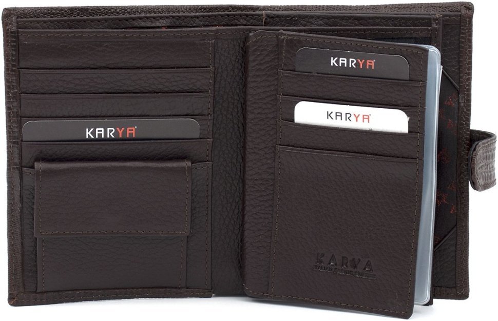 Кожаное мужское портмоне с отделением для автодокументов и паспорта KARYA 69762