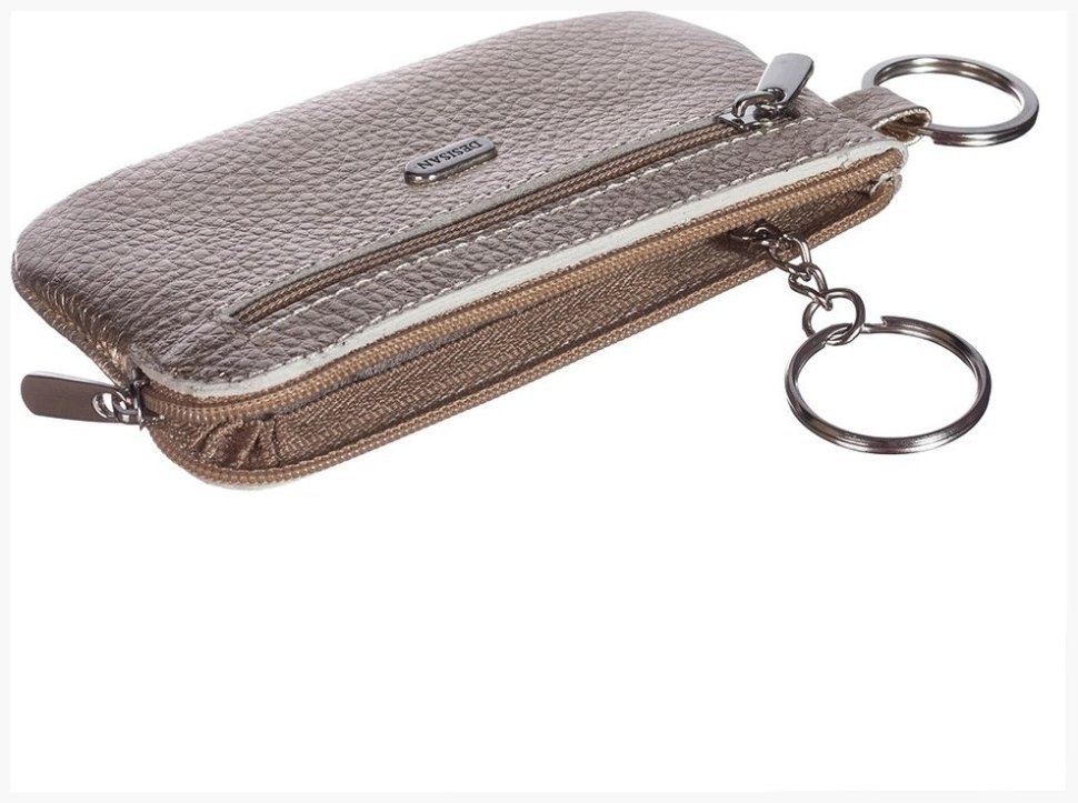 Золотистая женская ключница из фактурной кожи на молнии Desisan 79762 modnotak фото №3